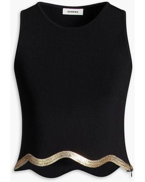Sandro Embellished Knitted Top - Black