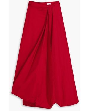 Brunello Cucinelli Draped Crinkled Cotton-Blend Poplin Maxi Skirt - Red