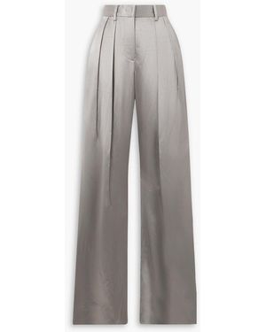 STAUD Luisa Satin Wide-leg Pants - Grey