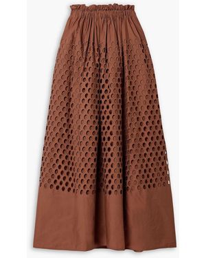 A.L.C. Flora Broderie Anglaise Cotton Maxi Skirt - Brown