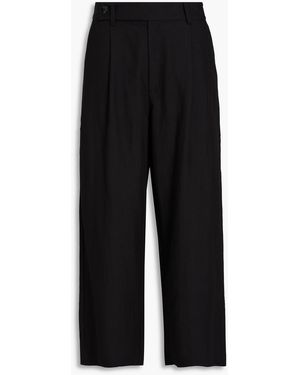 Proenza Schouler Cropped Pleated Twill Wide-Leg Trousers - Black
