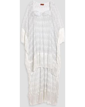 Missoni Fringed Metallic Crochet-Knit Coverup - White