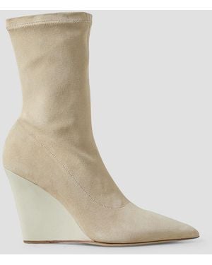 Paris Texas Wanda Suede Wedge Ankle Boots - Natural