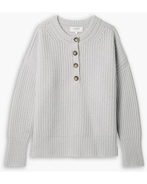 La Ligne Toujours Ribbed Cashmere Henley Sweater - White