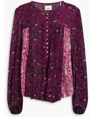 Isabel Marant Ametissae Floral-print Silk-crepon Blouse - Purple