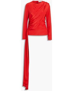 SemSem Draped Crepe De Chine Blouse - Red