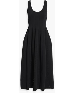 Adam Lippes Lucilla Laser-Cut Stretch-Knit Midi Dress - Black