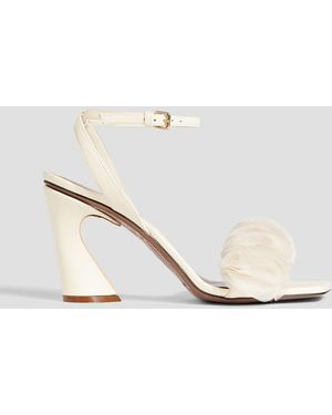 Zimmermann Ruffled Organza And Leather Sandals - White
