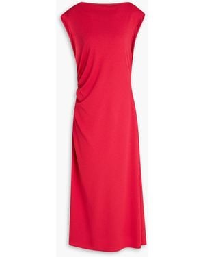 Theory Draped Crepe Midi Dress - Red