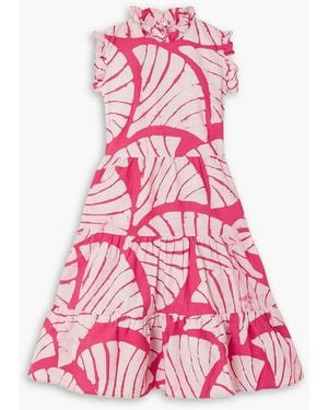 Studio 189 Ruffled Tiered Printed Cotton Mini Dress - Pink