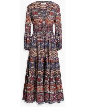 10 Crosby Derek Lam Elsa Printed Cotton-poplin Midi Dress - Red