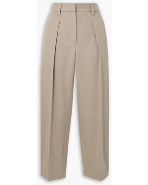 Brunello Cucinelli Cropped Cotton And Wool-Blend Twill Tapered Pants - White