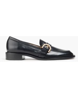 Stuart Weitzman Piper Embellished Leather Loafers - Black