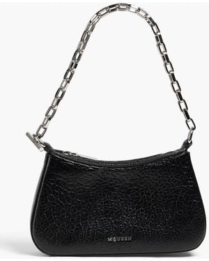 McQueen T-Bar Mini Pebbled-Leather Shoulder Bag - Black