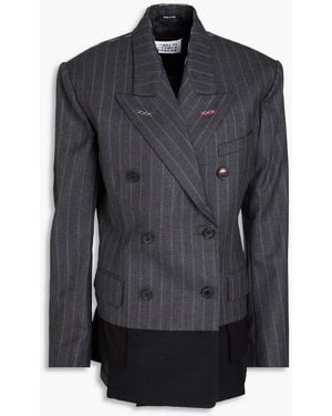Maison Margiela Doppelreihiger blazer aus wolle mit streifen - Schwarz