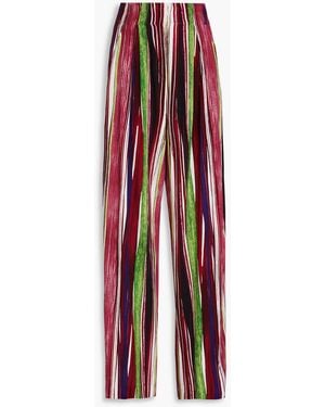 Diane von Furstenberg Bellini Striped Pleated Woven Wide-leg Trousers - Red
