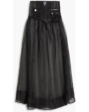 Ganni Gathered Organza Maxi Skirt - Black