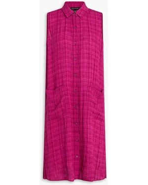 Eileen Fisher Checked Linen Shirt Dress - Pink