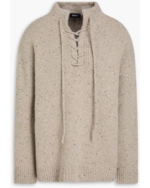 Theory Pullover aus einer wollmischung mit schnürung - Natur