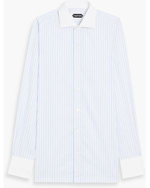 Tom Ford Striped Cotton-Poplin Shirt - White