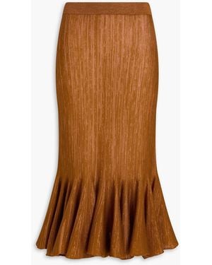 Dries Van Noten Fluted Jacquard-knit Midi Skirt - Brown