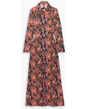Commission Dean hemdkleid in maxilänge aus stretch-crêpe mit floralem print und rückenausschnitt - Rot