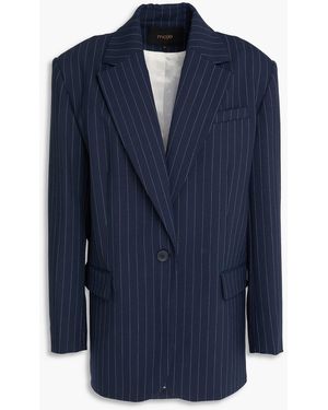 Maje Pinstriped Wool-Blend Twill Blazer - Blue