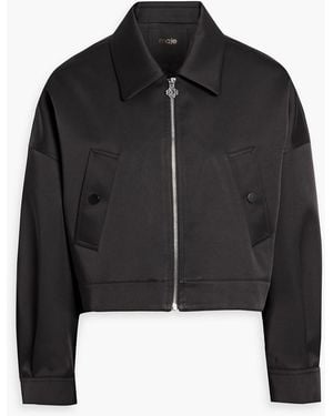 Maje Cropped Satin-Twill Jacket - Black
