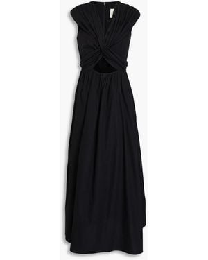 TOVE Carine Cutout Cotton-poplin Midi Dress - Black