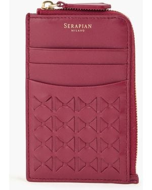 Serapian Woven Leather Cardholder - Pink