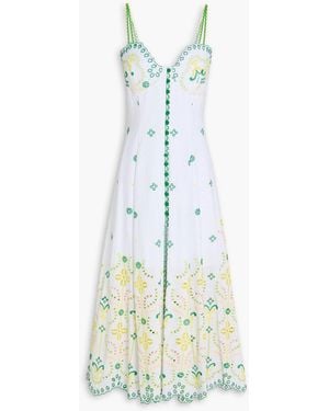 Charo Ruiz Broderie Anglaise Cotton-Blend Midi Dress - Yellow