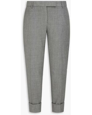 Thom Browne Cropped Grain De Poudre Wool Tapered Pants - Gray