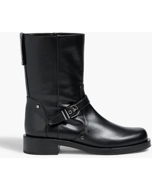 Stuart Weitzman Maverick Buckled Leather Ankle Boots - Black