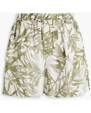 Brunello Cucinelli Printed Silk-chiffon Shorts - White