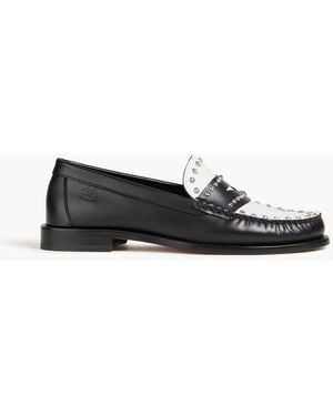 Sandro Embellished Two-tone Leather Loafers - Black