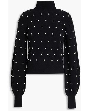 Zimmermann Faux Pearl-Embellished Alpaca-Blend Turtleneck Sweater - Black