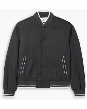 MR P. Striped Woven Bomber Jacket - Black