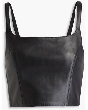 DEADWOOD Sindy Cropped Leather Top - Black