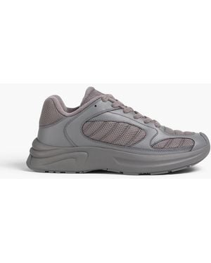 Ami Paris Mesh And Leather Sneakers - Grey