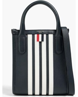 Thom Browne Striped Leather Tote - Black