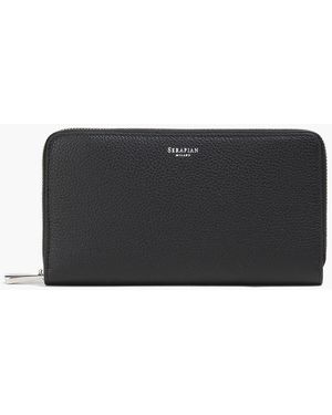 Serapian Pebbled-Leather Continental Wallet - Black
