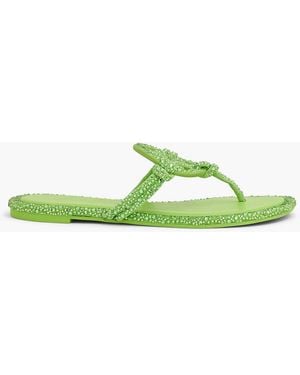 Tory Burch Miller Crystal-Embellished Suede Sandals - Green