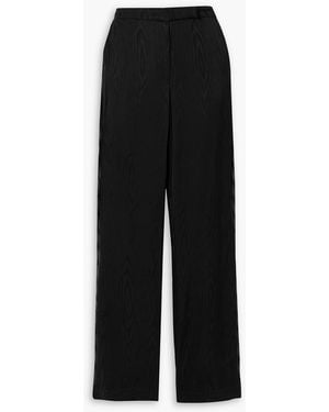 Ahluwalia Clover Appliquéd Satin-trimmed Moire Wide-leg Pants - Black