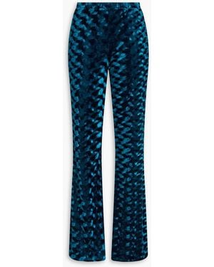 Diane von Furstenberg Ruthette Printed Stretch-velvet Flared Trousers - Blue