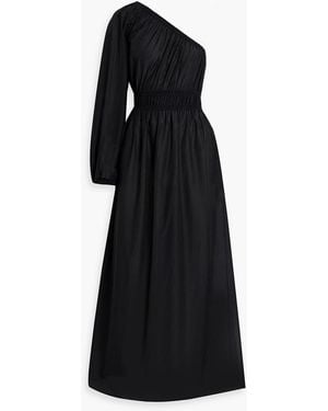 Matteau One-Sleeve Cotton And Silk-Blend Maxi Dress - Black