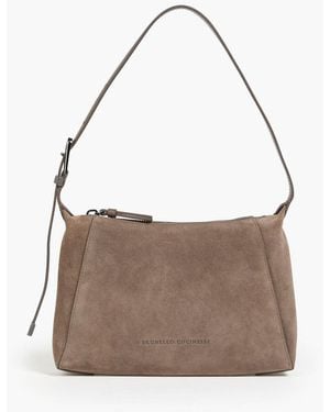 Brunello Cucinelli Nubuck Shoulder Bag - Brown