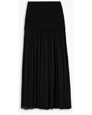Proenza Schouler Paige Pleated Crepon And Stretch-Knit Maxi Skirt - Black
