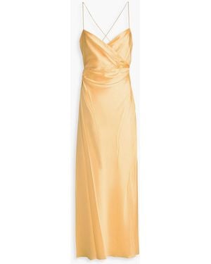 The Sei Wrap-effect Silk-satin Maxi Dress - Metallic