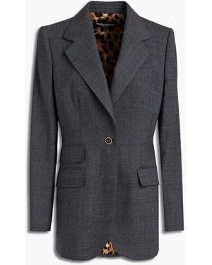 Dolce & Gabbana Prince Of Wales Checked Wool-blend Flannel Blazer - Black