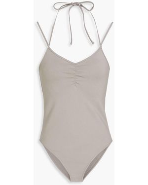 REMAIN Birger Christensen Ruched Ponte Bodysuit - Grey